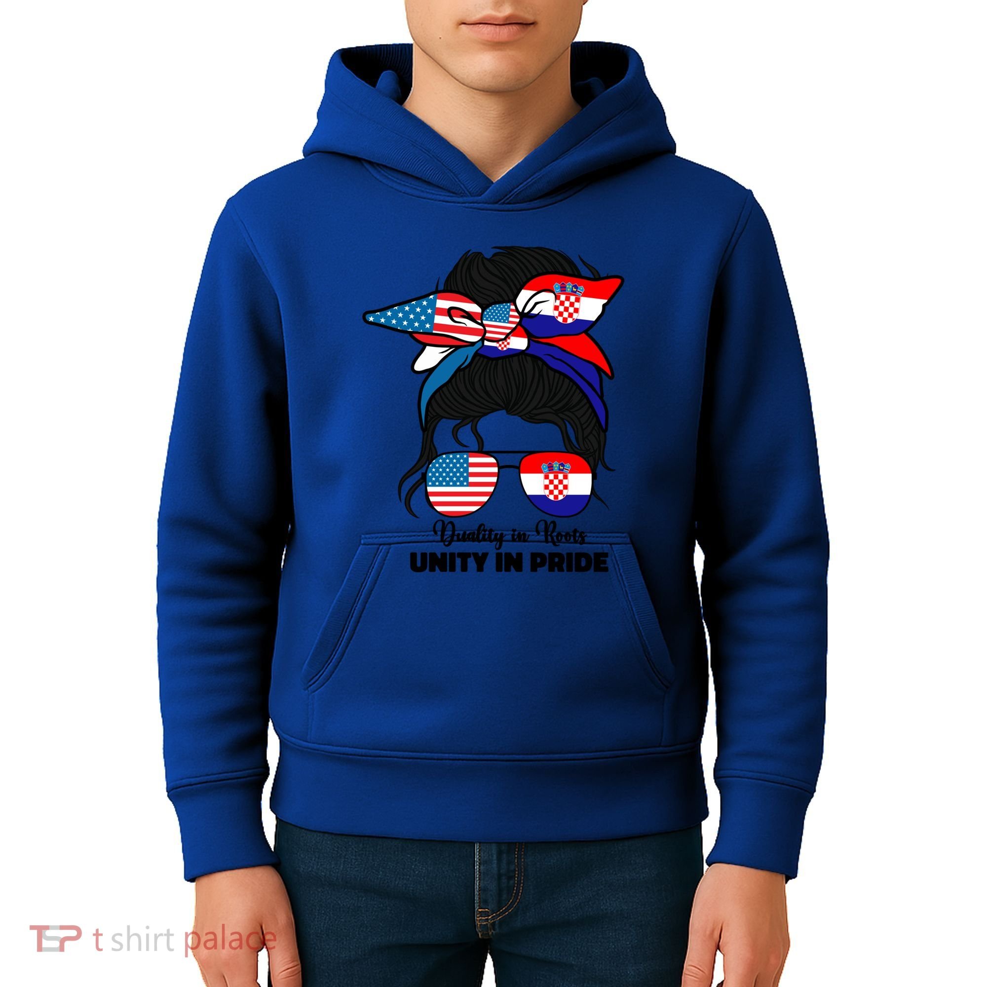 Half American And Croatian Usa Croatia Flag Gift Kids Hoodie