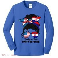 Half American And Croatian Usa Croatia Flag Gift Kids Long Sleeve Shirt thumb 0