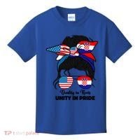 Half American And Croatian Usa Croatia Flag Gift Kids T-Shirt thumb 0