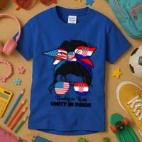 Half American And Croatian Usa Croatia Flag Gift Kids T-Shirt thumb 3