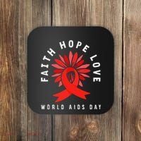 Hiv Aids Awareness Faith Hope Love World Day Coaster thumb 0
