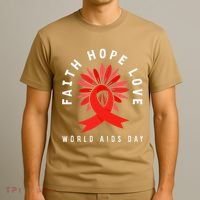 Hiv Aids Awareness Faith Hope Love World Day T-Shirt thumb 3