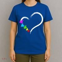 Heart Autism Awareness Love Puzzle Simple Idea Autism Family T-Shirt thumb 4