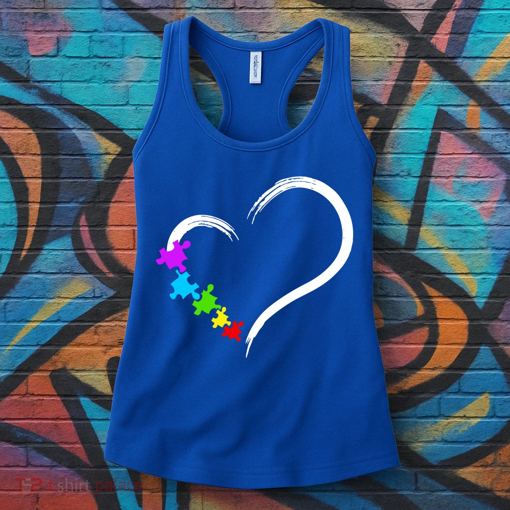 Heart Autism Awareness Love Puzzle Simple Idea Autism Family Women's Tank Top