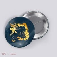 Honeybee And Bumble Bee For American Hive Beekeepers Button thumb 0