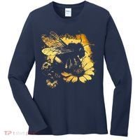 Honeybee And Bumble Bee For American Hive Beekeepers Women's Long Sleeve Shirt thumb 0