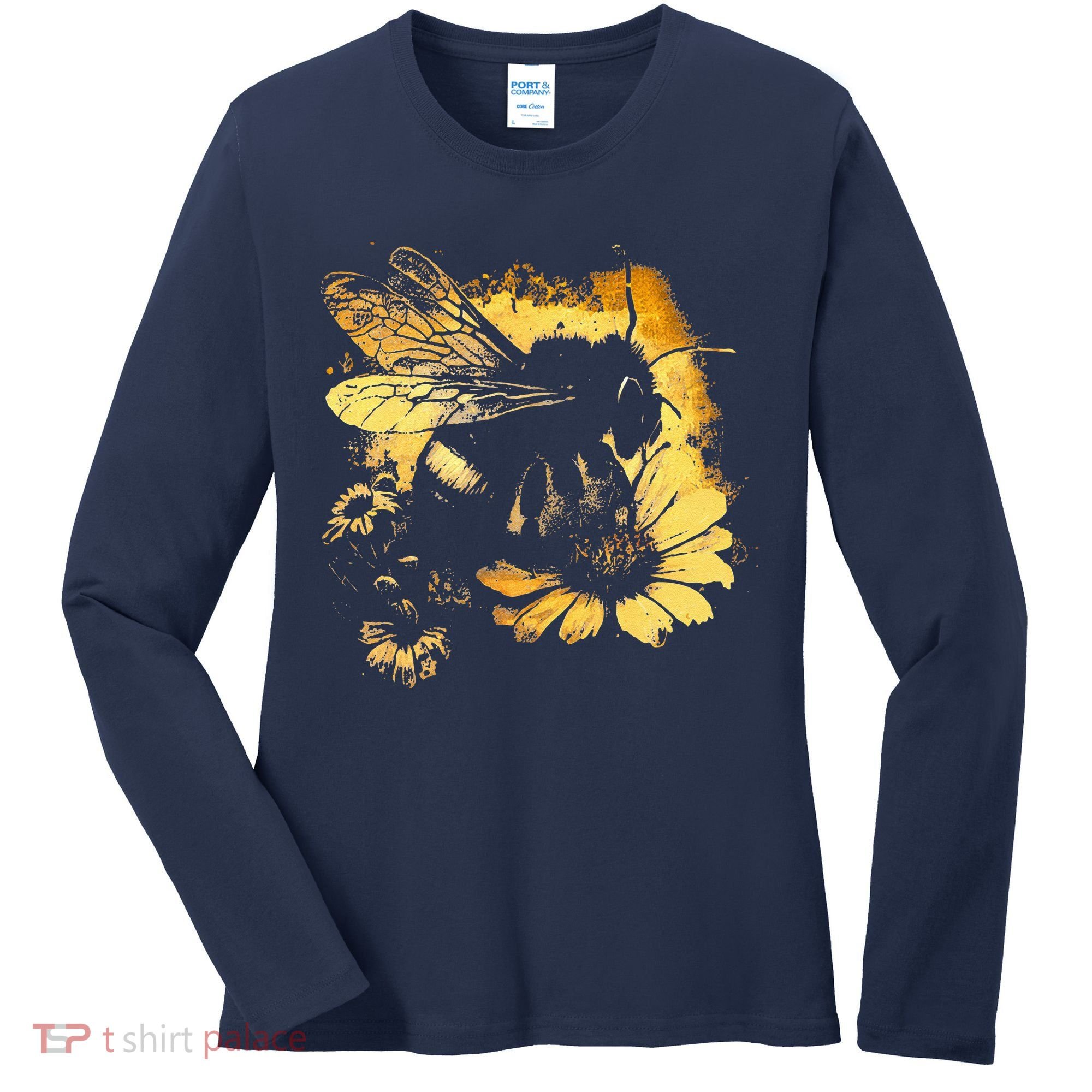 Honeybee And Bumble Bee For American Hive Beekeepers Women's Long Sleeve Shirt