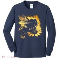 Honeybee And Bumble Bee For American Hive Beekeepers Kids Long Sleeve Shirt thumb 0