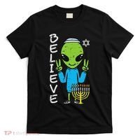 Hanukkah Alien Believe Chanukah Jewish Space Women T-Shirt thumb 0