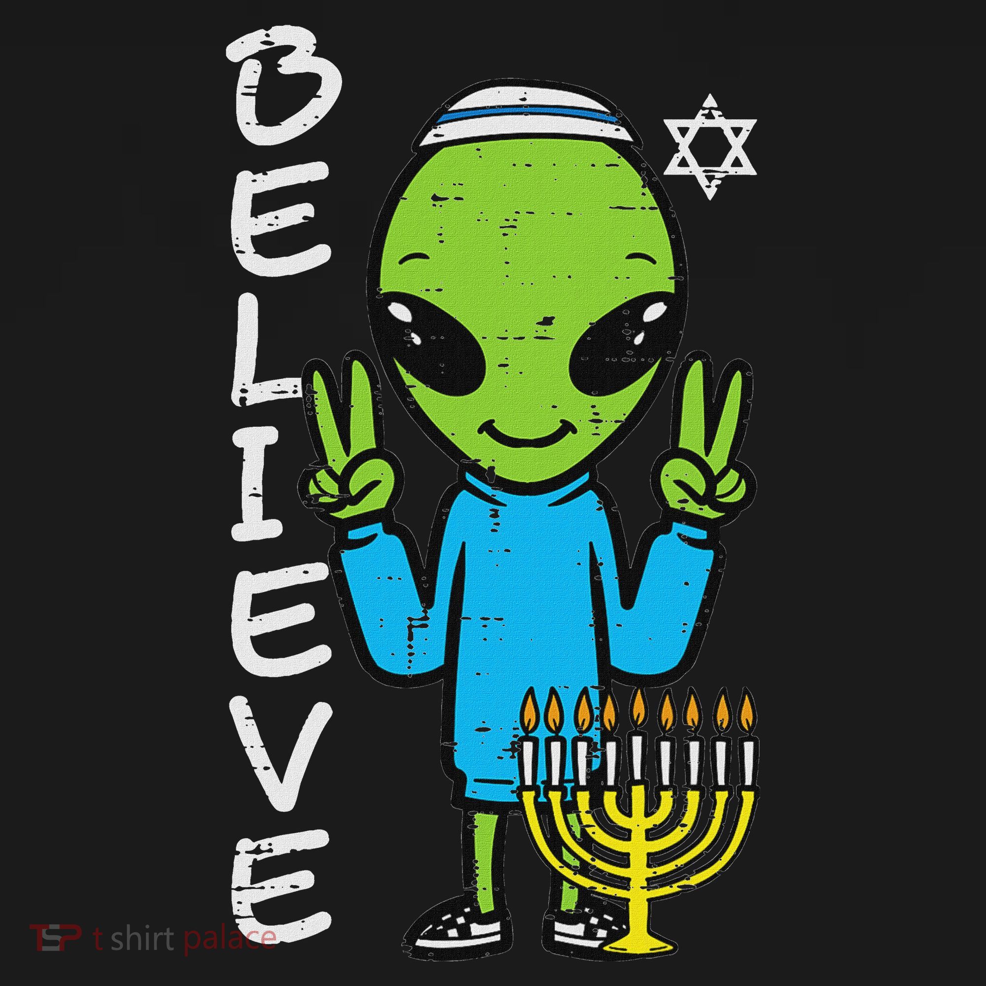 Hanukkah Alien Believe Chanukah Jewish Space Women Polo