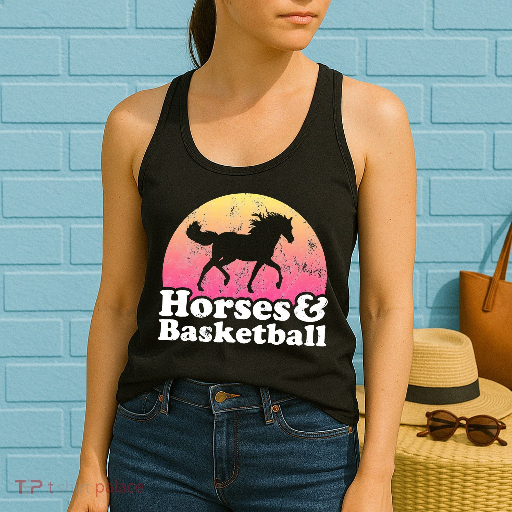 Horse and Basketball  or Horses Women's Tank Top