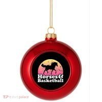 Horse and Basketball  or Horses Plastic Christmas Ball Ornament thumb 0