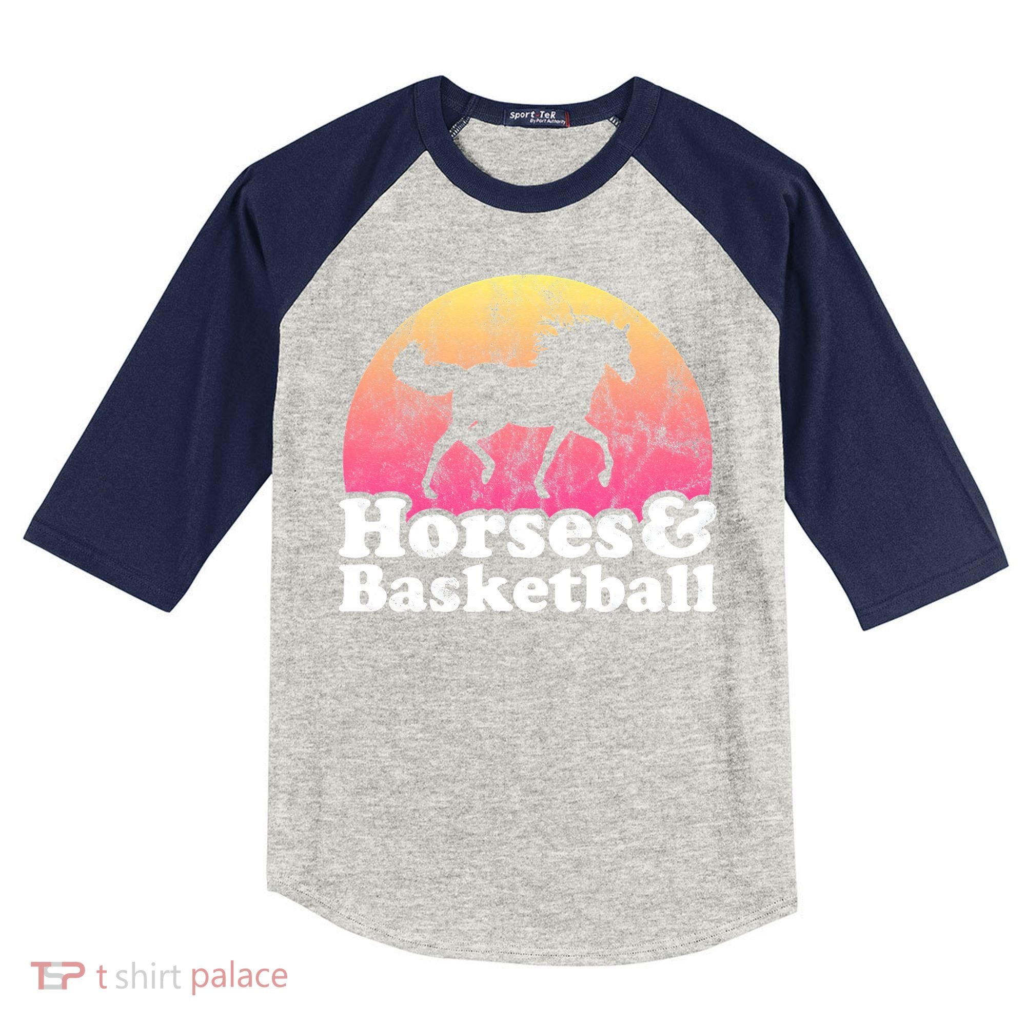 Horse and Basketball  or Horses Kids Colorblock Raglan Jersey