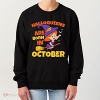 Halloqueens Are Born In October Birthday Halloween Women's Sweatshirt thumb 0