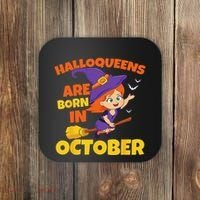 Halloqueens Are Born In October Birthday Halloween Coaster thumb 0