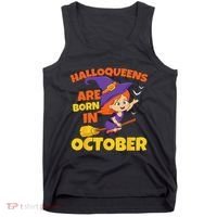 Halloqueens Are Born In October Birthday Halloween Tank Top thumb 0