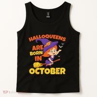 Halloqueens Are Born In October Birthday Halloween Tank Top thumb 2