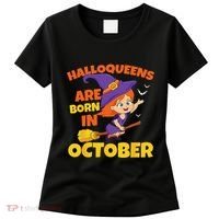 Halloqueens Are Born In October Birthday Halloween Women's T-Shirt thumb 0