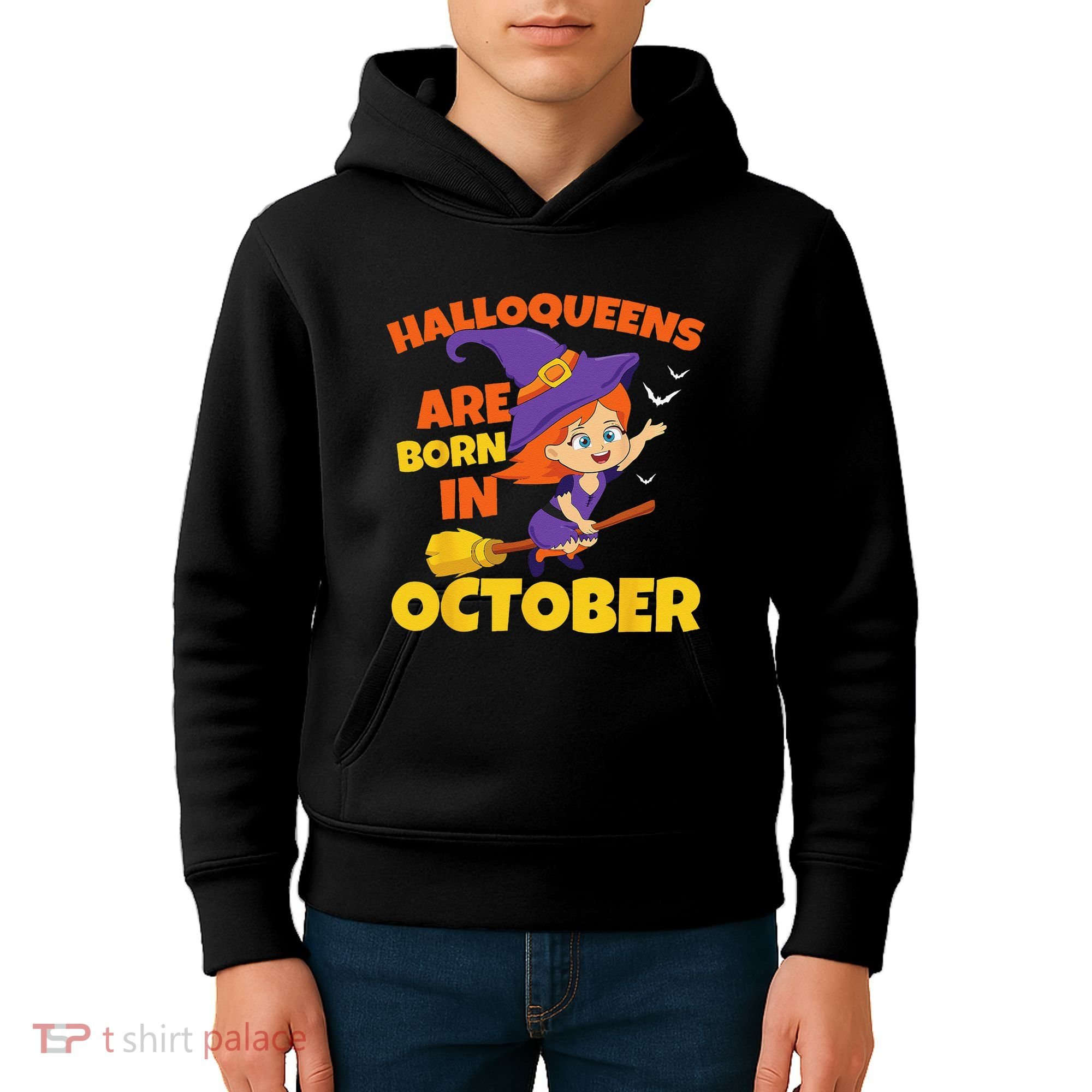 Halloqueens Are Born In October Birthday Halloween Kids Hoodie
