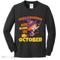 Halloqueens Are Born In October Birthday Halloween Kids Long Sleeve Shirt thumb 0