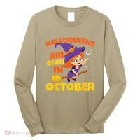 Halloqueens Are Born In October Birthday Halloween Long Sleeve Shirt thumb 0