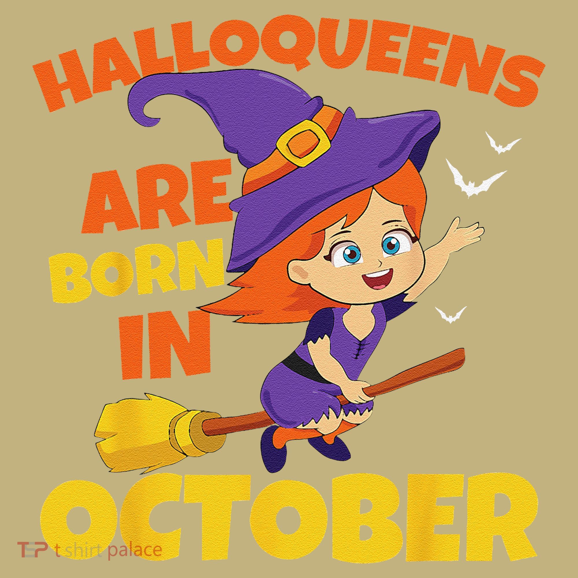Halloqueens Are Born In October Birthday Halloween Long Sleeve Shirt