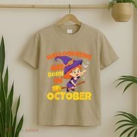 Halloqueens Are Born In October Birthday Halloween T-Shirt thumb 2