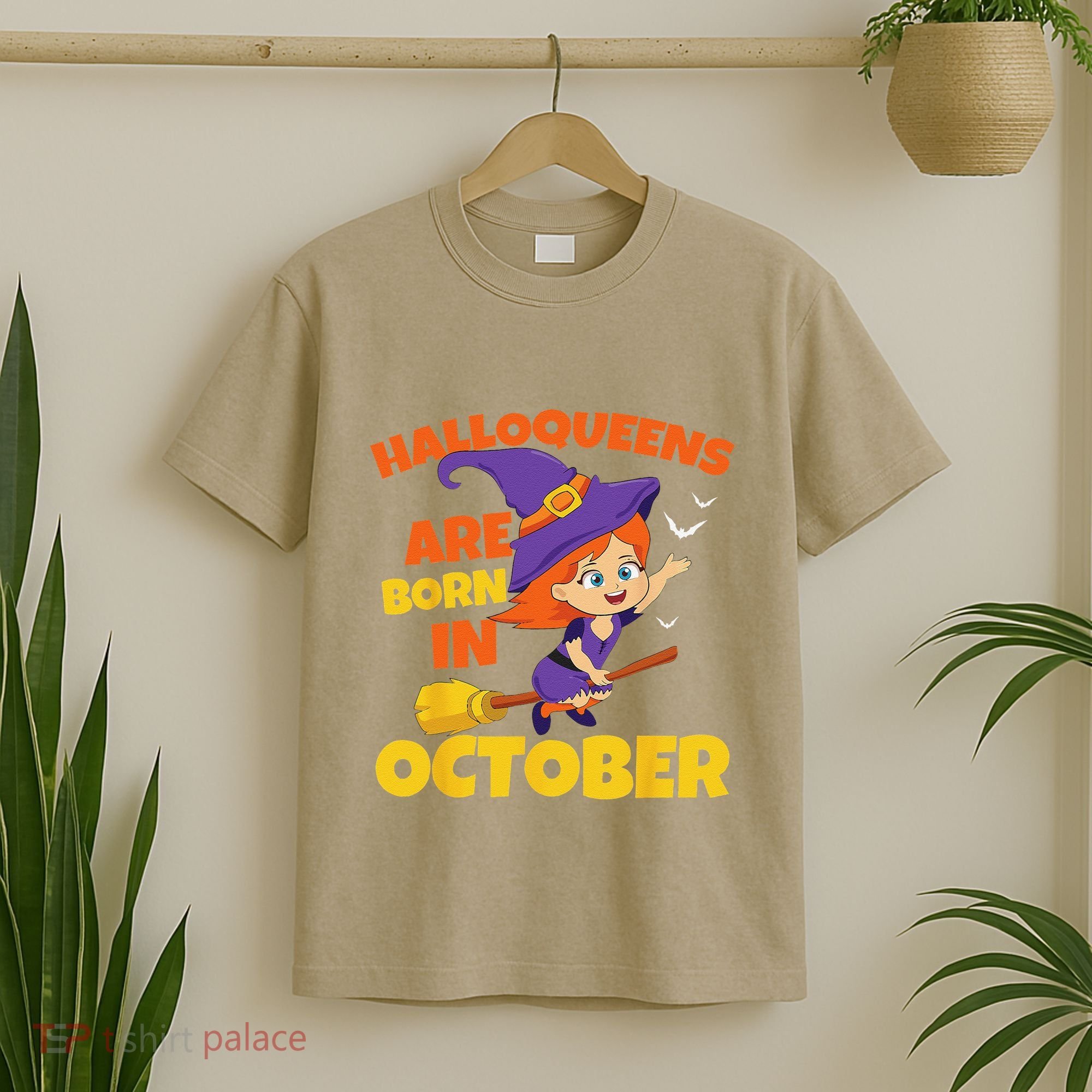 Halloqueens Are Born In October Birthday Halloween T-Shirt