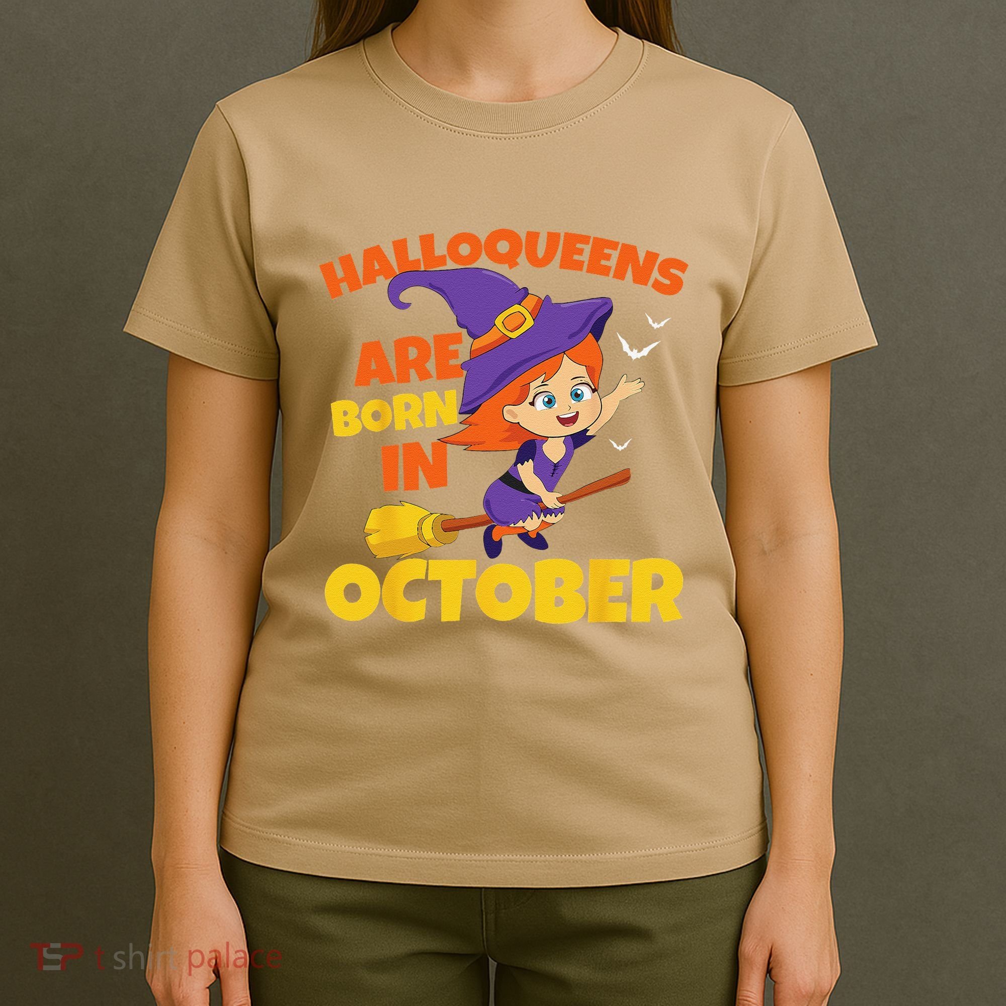 Halloqueens Are Born In October Birthday Halloween T-Shirt