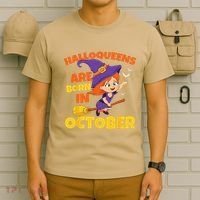 Halloqueens Are Born In October Birthday Halloween T-Shirt thumb 6