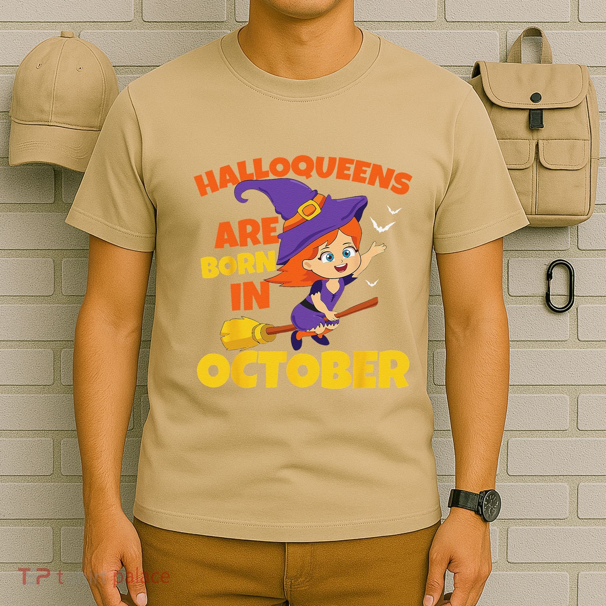 Halloqueens Are Born In October Birthday Halloween T-Shirt