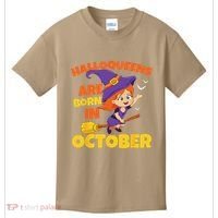 Halloqueens Are Born In October Birthday Halloween Kids T-Shirt thumb 0