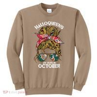 Halloqueens Are Born In October Birthday Women Halloween Sweatshirt thumb 0