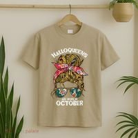 Halloqueens Are Born In October Birthday Women Halloween T-Shirt thumb 2