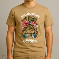 Halloqueens Are Born In October Birthday Women Halloween T-Shirt thumb 3