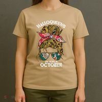 Halloqueens Are Born In October Birthday Women Halloween T-Shirt thumb 4