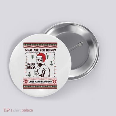 Hanging Around Christmas Sweater Beetlejuice Button