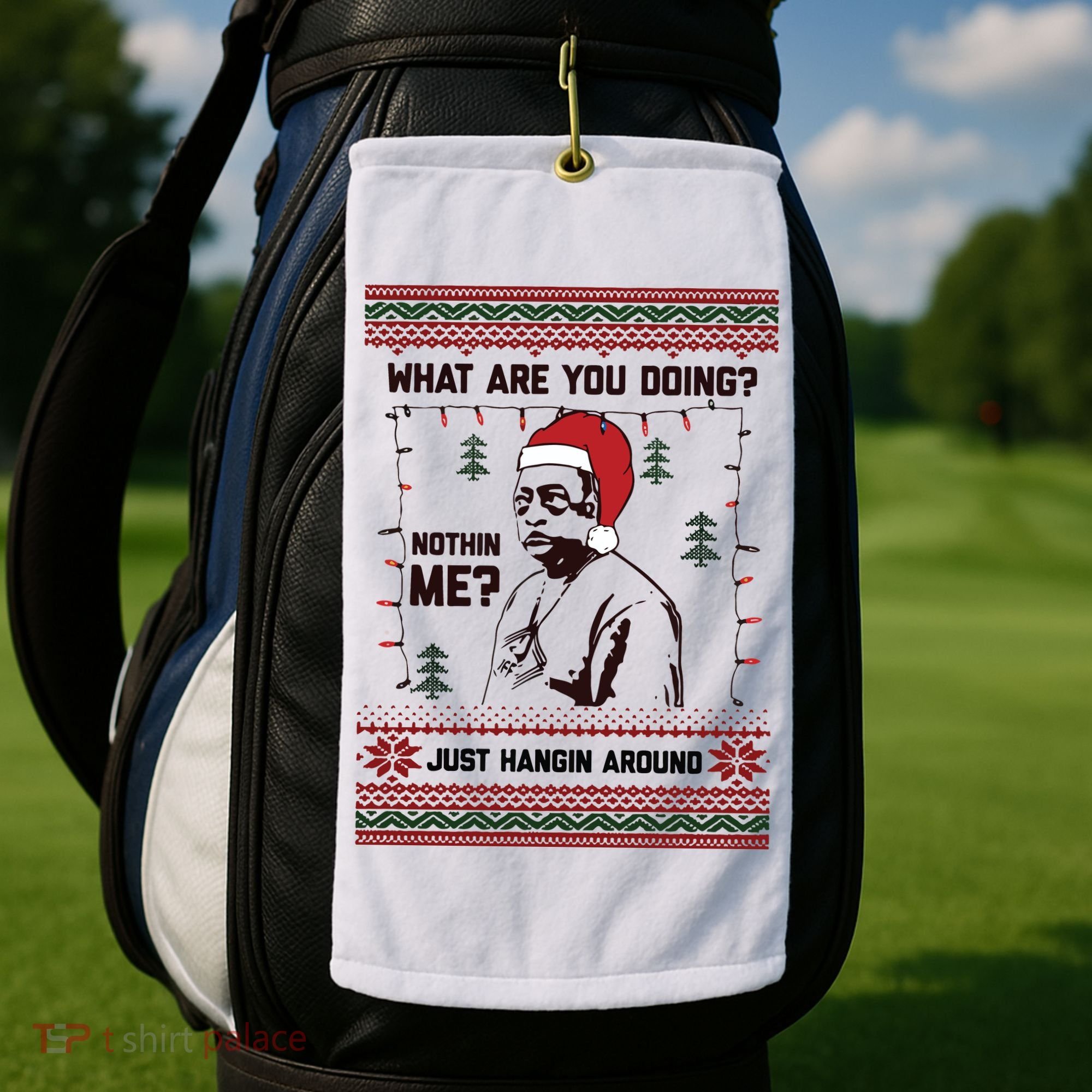 Hanging Around Christmas Sweater Beetlejuice Golf Towel