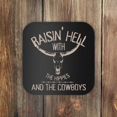Hippies And Cowboys Western Cowhide Coaster