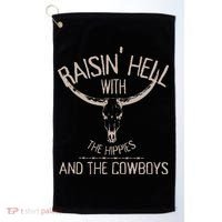 Hippies And Cowboys Western Cowhide Golf Towel thumb 0