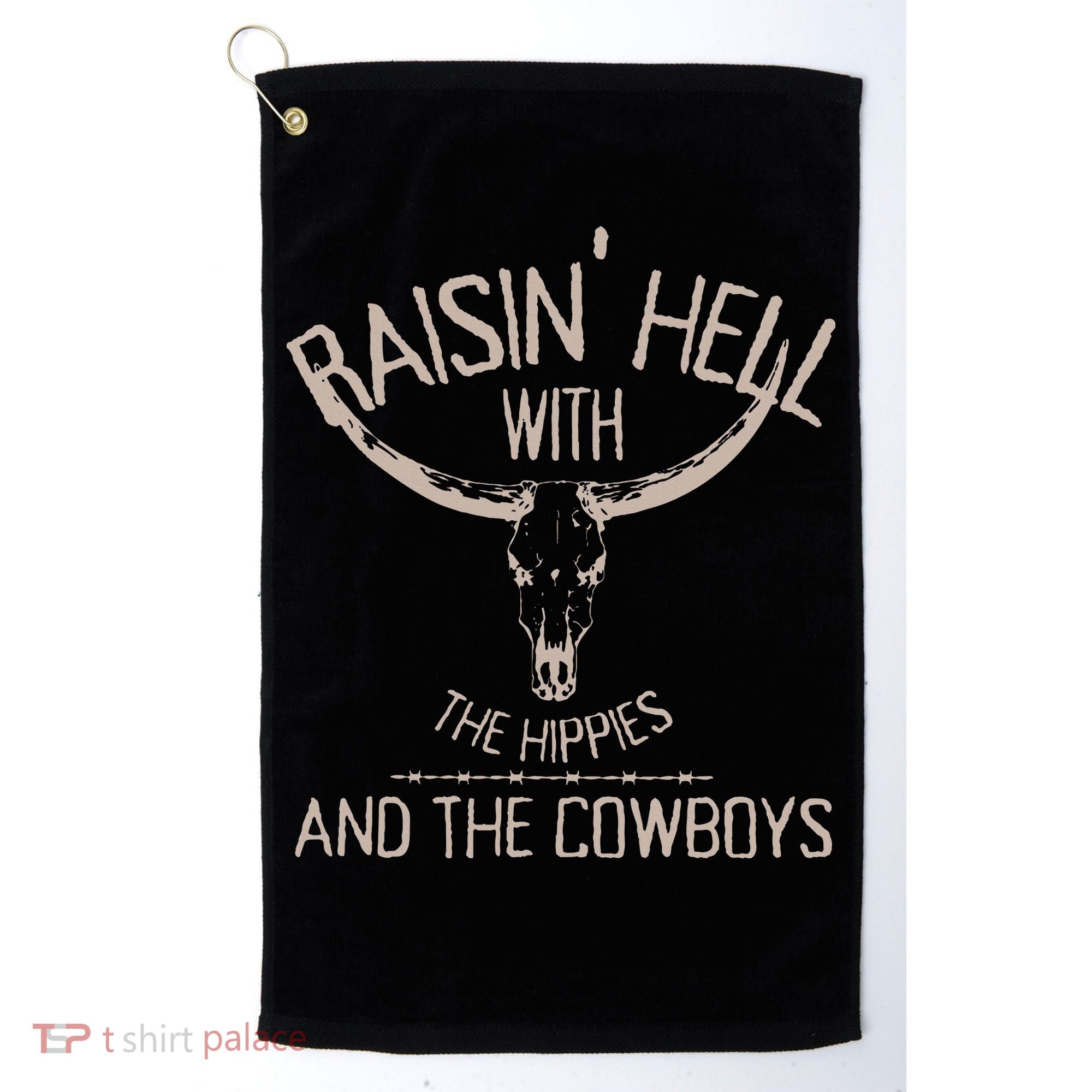 Hippies And Cowboys Western Cowhide Golf Towel