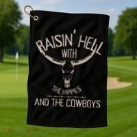 Hippies And Cowboys Western Cowhide Golf Towel thumb 1
