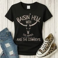 Hippies And Cowboys Western Cowhide Women's T-Shirt thumb 3