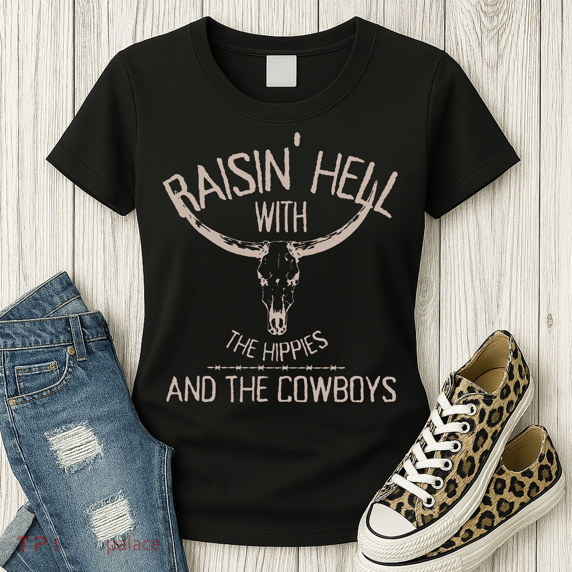 Hippies And Cowboys Western Cowhide Women's T-Shirt