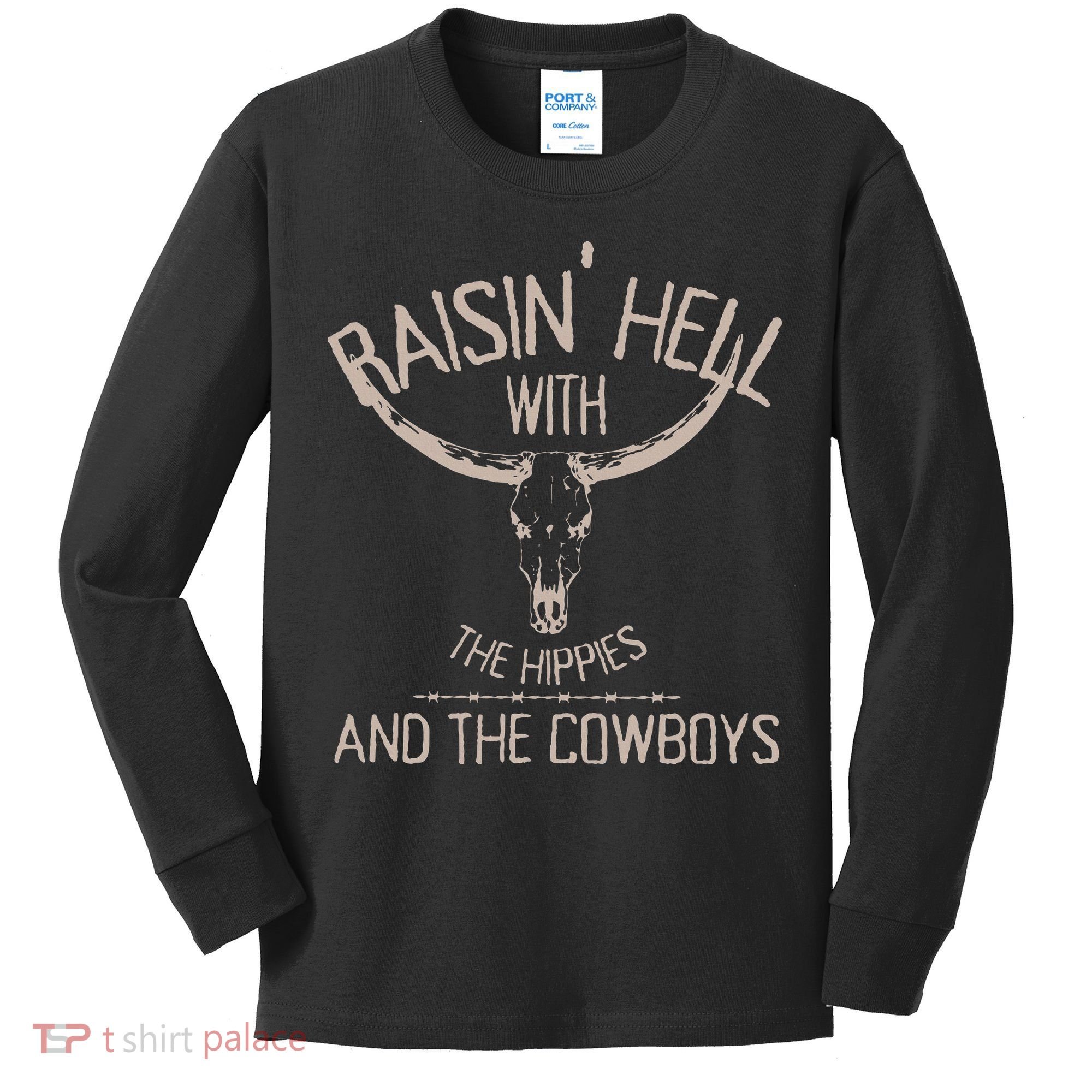 Hippies And Cowboys Western Cowhide Kids Long Sleeve Shirt