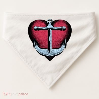 Heart Anchor Cute Gift USA-Made Doggie Bandana