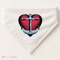 Heart Anchor Cute Gift USA-Made Doggie Bandana thumb 0
