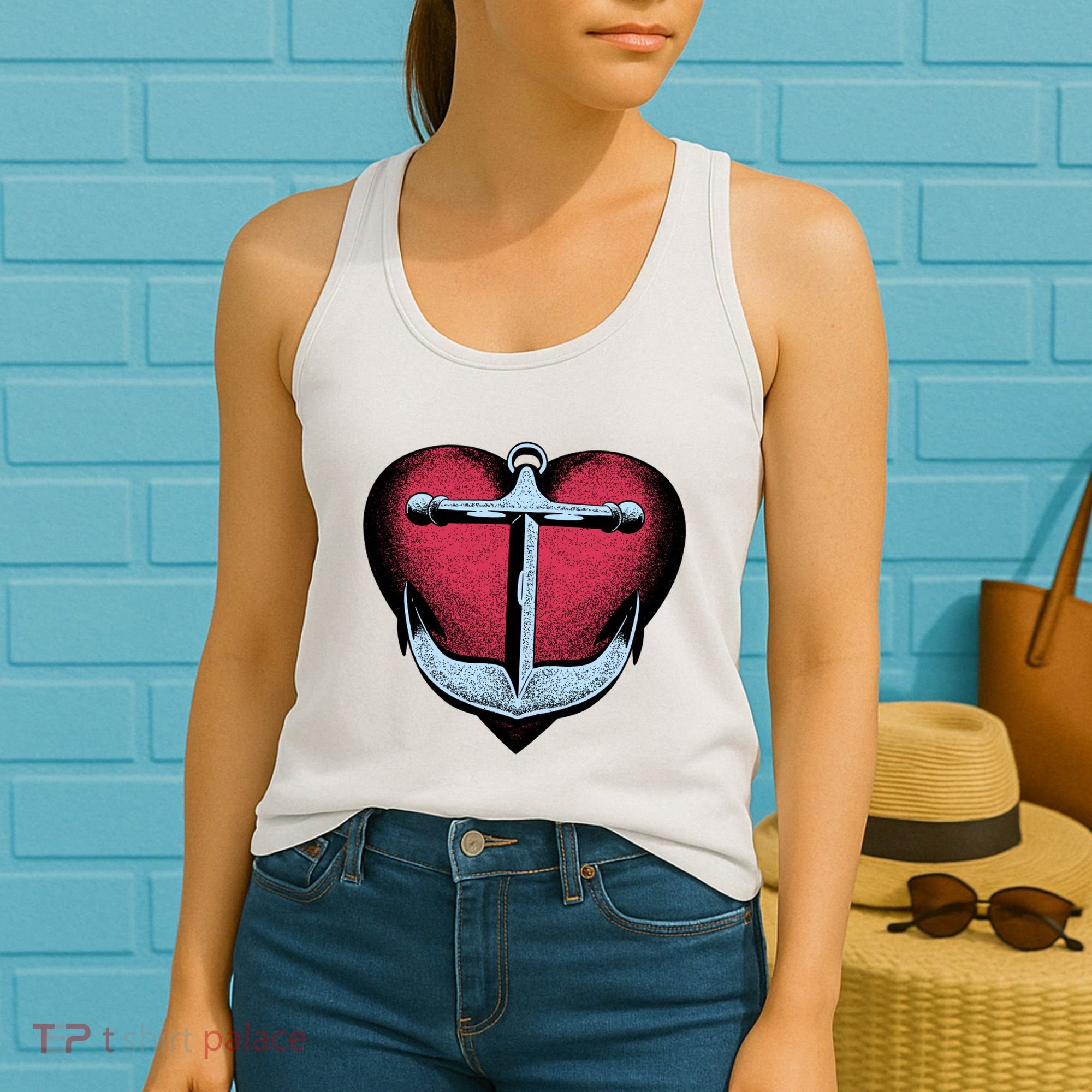 Heart Anchor Cute Gift Women's Tank Top