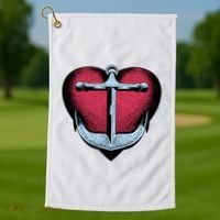 Heart Anchor Cute Gift Golf Towel thumb 1
