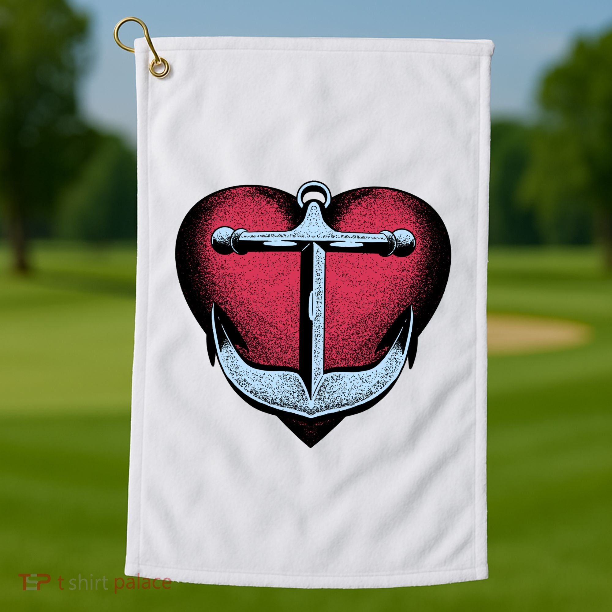 Heart Anchor Cute Gift Golf Towel